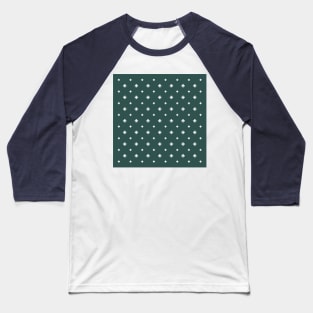 White Flower Pattern (Dark Green) Baseball T-Shirt